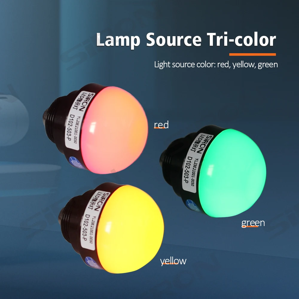 SiRON D102(C) Series 3 Color RYG IP69K IP54 30mm 50mm Machine LED Indicator Lights