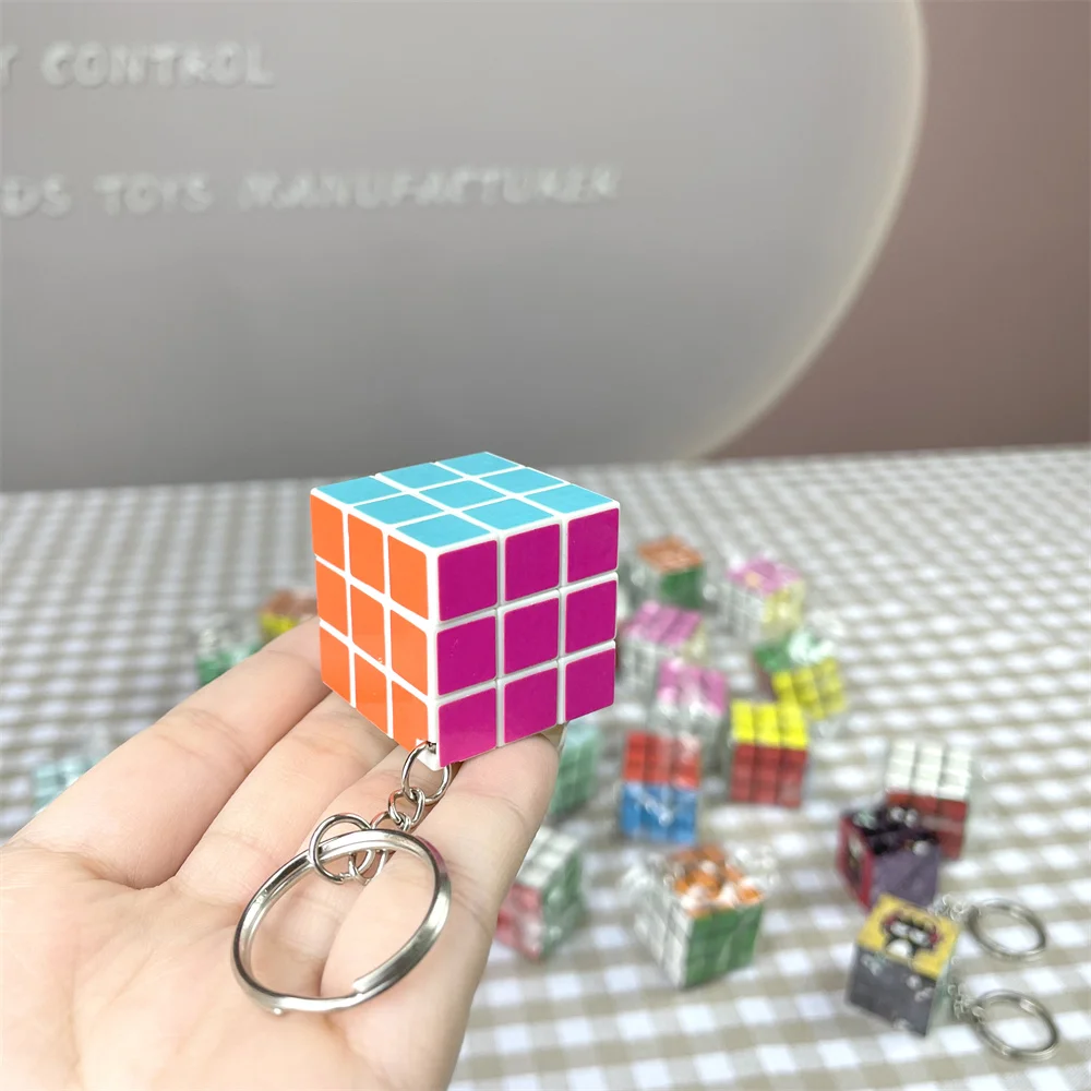 Custom Design 3cm UV Printing Pattern Classical Toy Mini 3x3 Magic Puzzle Cube Keychain