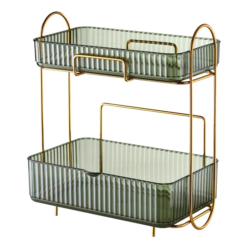2 Tiers Standing Type Desktop Storage Shelf Skincare Makeup Display Organizer Cosmetic Storage Rack Box for Bedroom Bathroom