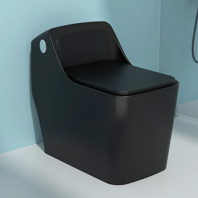 Popular One Piece Colored Square Toilet Matte Black Bathroom Floor Mounted Chinese Ceramic WC Toilet