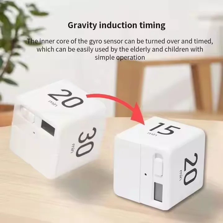 Cube Rotating Timer Workout Productivity Timer Digital Flip Kitchen Countdown Timer for Children