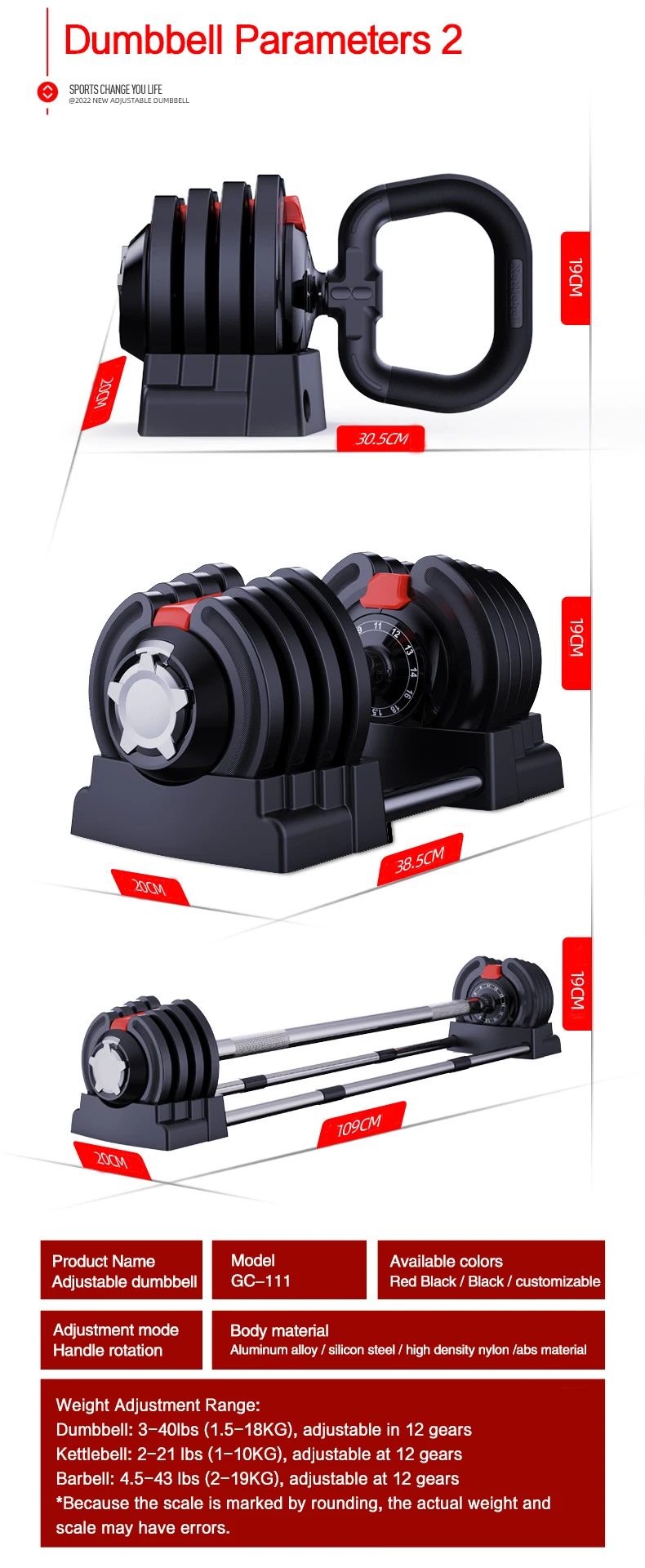 Free weights set dumbells adjustable dumbbell weight plates 40kg
