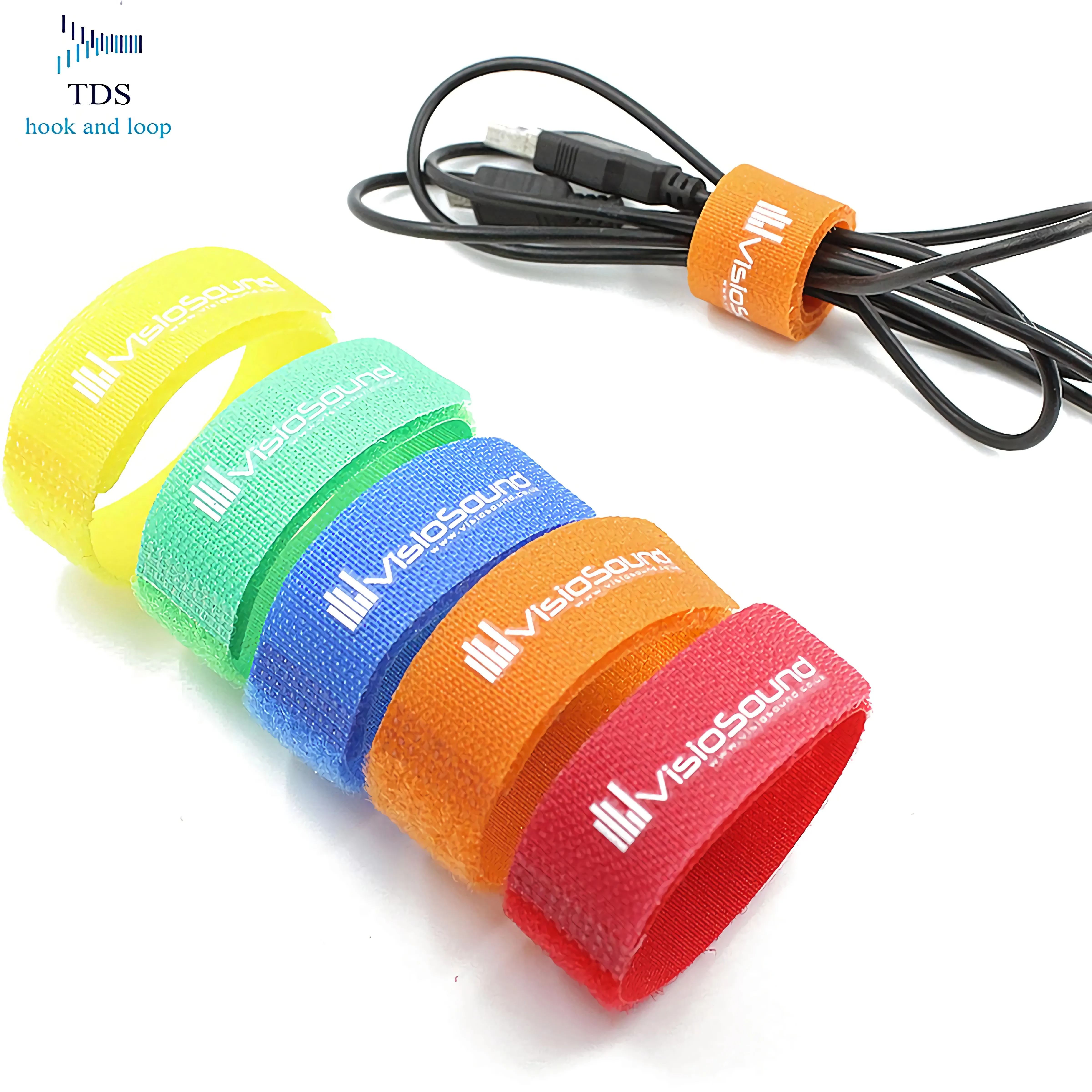 Wholesale custom logo printed hook loop cable tie for