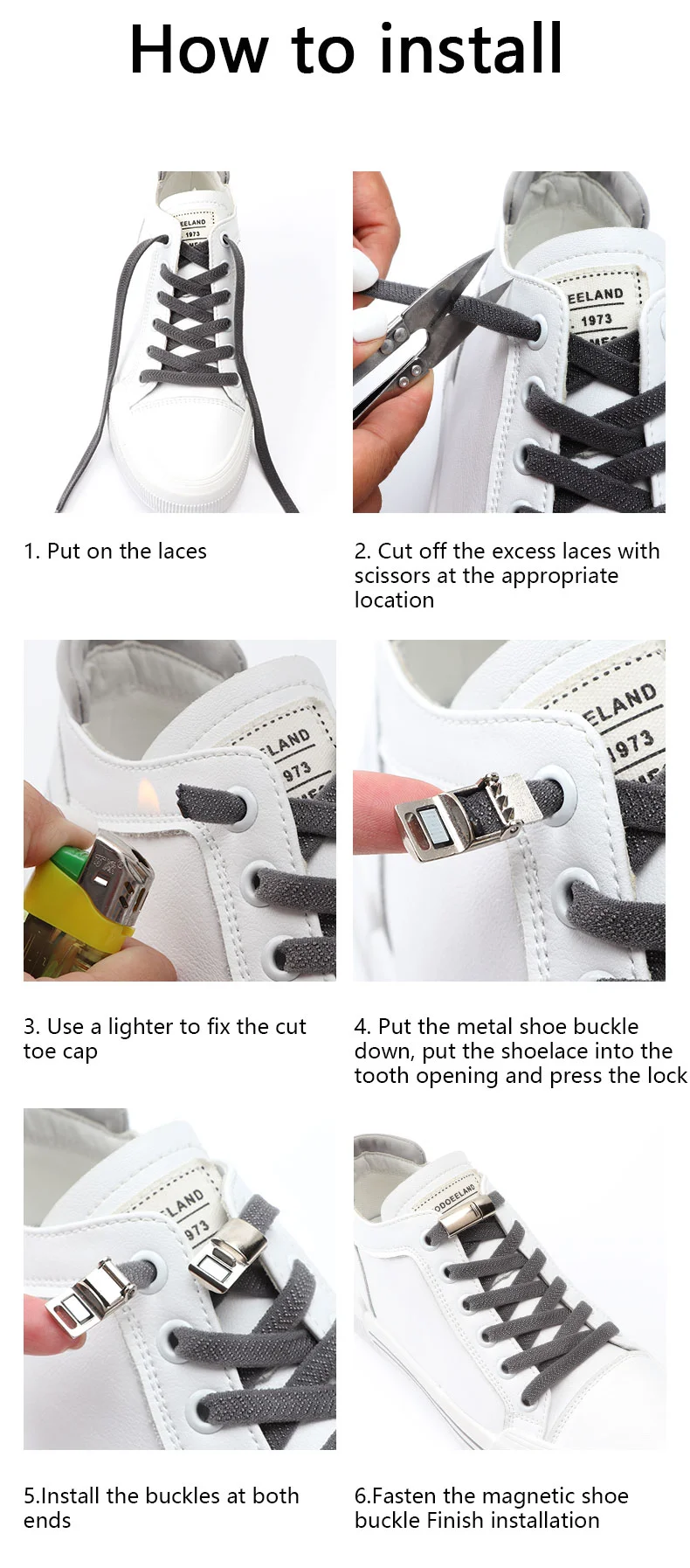 New Metal Rhinestone Buckle Elastic Flat Shoe Laces Cross Locks No Tie