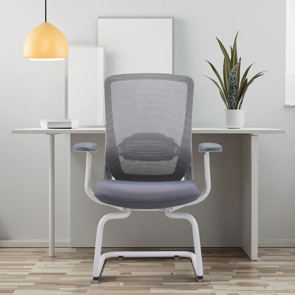 Simple Design Steel Frame Chair Adjustable Lumbar Support Compact Structure Home Office 3