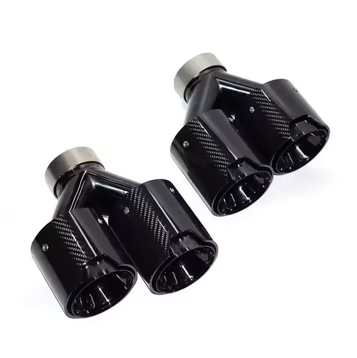 F10 F11 535D 535i 640D 640i Glossy Black Carbon M Performance Style 4-Outlet Quad Muffler Exhaust Tips Pipes for BMW 2011-2017