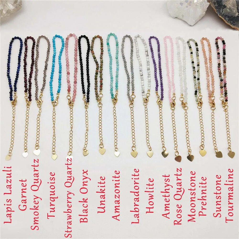 小さな癒しのクリスタル天然石ビーズブレスレットカスタム3mm