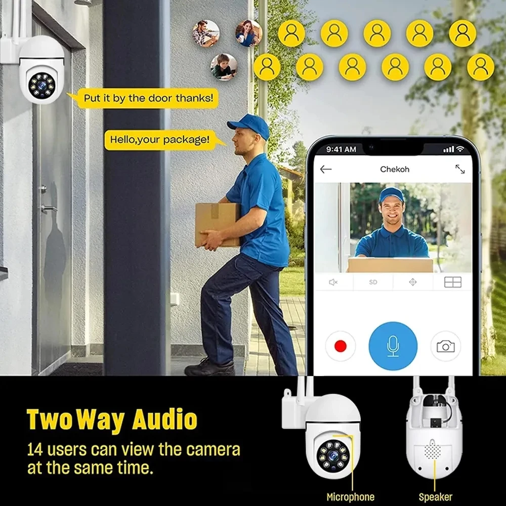 2Mp 1080P Wifi Outdoor IP Camera with 360 Degree Rotation Home Security CCTV Network A7 Memory Card Data Storage Options