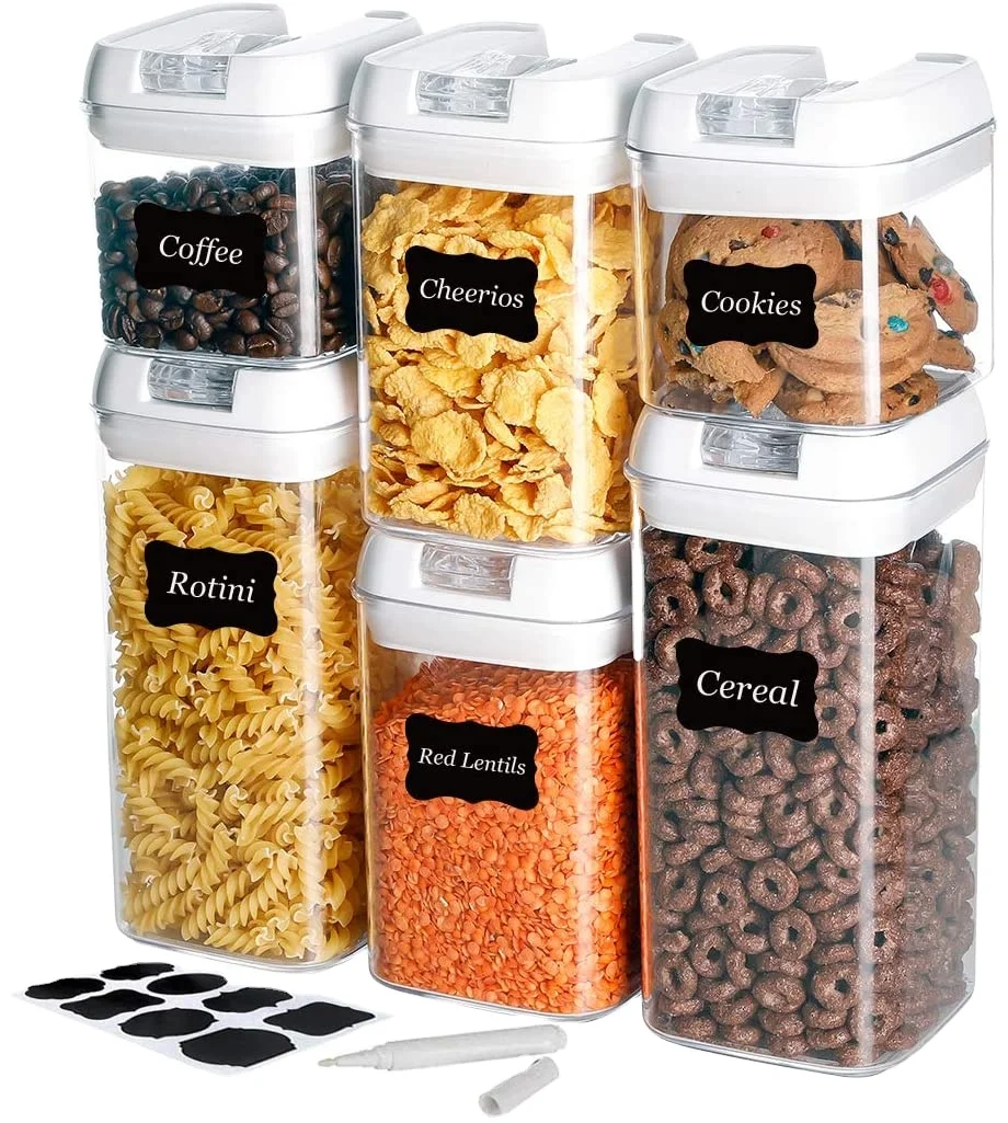 7pc Cereal Containers Airtight Food Storage Dry Containers Dispenser Kitchen