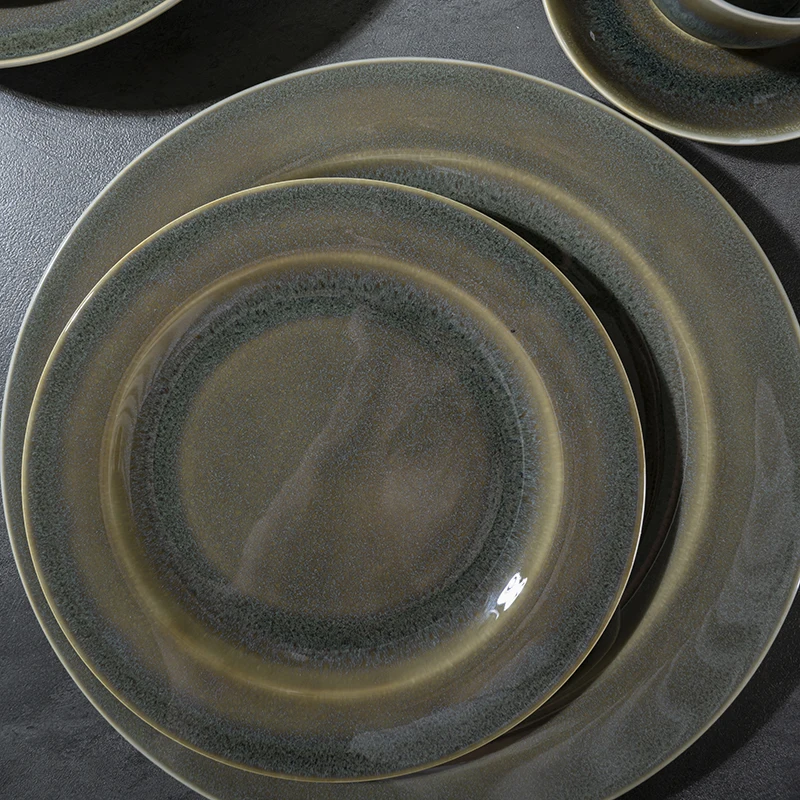 P&T Round Dinner Plates Set Dinnerware Bowl Set Ceramic Dinnerware Charger Plates Restaurant Ceramic Plate in Different Sizes
