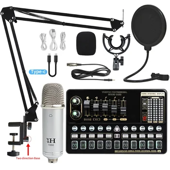 TUNERSYS BM800 V8 Set Professional Podcast Kit Equipment Streaming Studio Microphone With A Sound Card Audio Interface