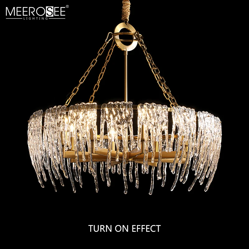 MEEROSEO Modern Style Glass Pendant Light Indoor Stainless steel Hotel Household Gold lustre Chandelier Pendant Lamp MD86707