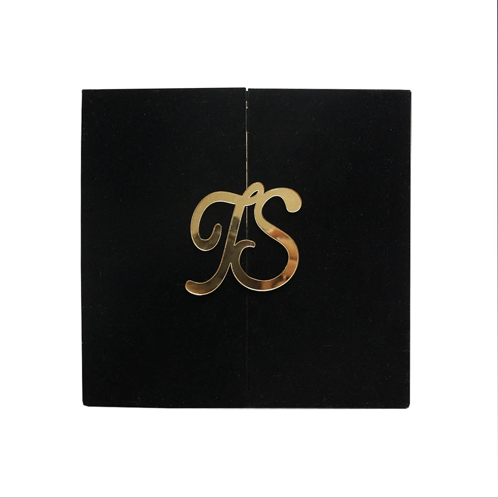 Black Velvet Hardcover Invitations Gold Acrylic Wedding Invitation Cards Custom Birthday Invitations Suede Menu Cards