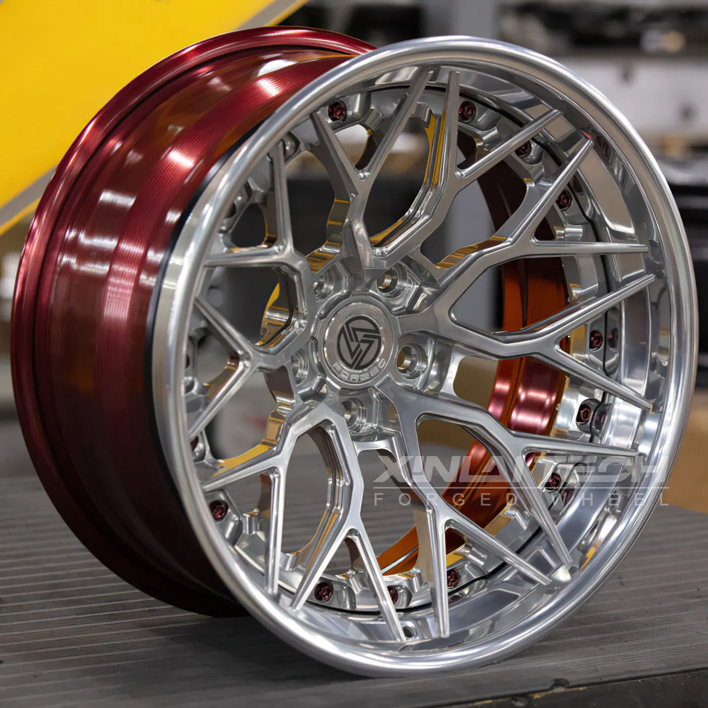 XL 3 Piece Forged Wheel Deep Lip Deep Dish Concave Wheels 5x112 5x114.3 5x120 Custom Wheels 18 19 20 21 22 23 Inch Rim - Image 1