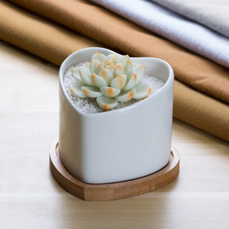 Cute Custom Heart Shape White Mini Ceramic Planter Pot Succulent