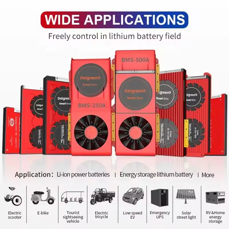 DALY Smart  Active Balance 4s 8s 16s 12v 24v 48v Lifepo4 100a 120a 150a 200a 250a 300a with Fan for Lithium Ion Battery Pack