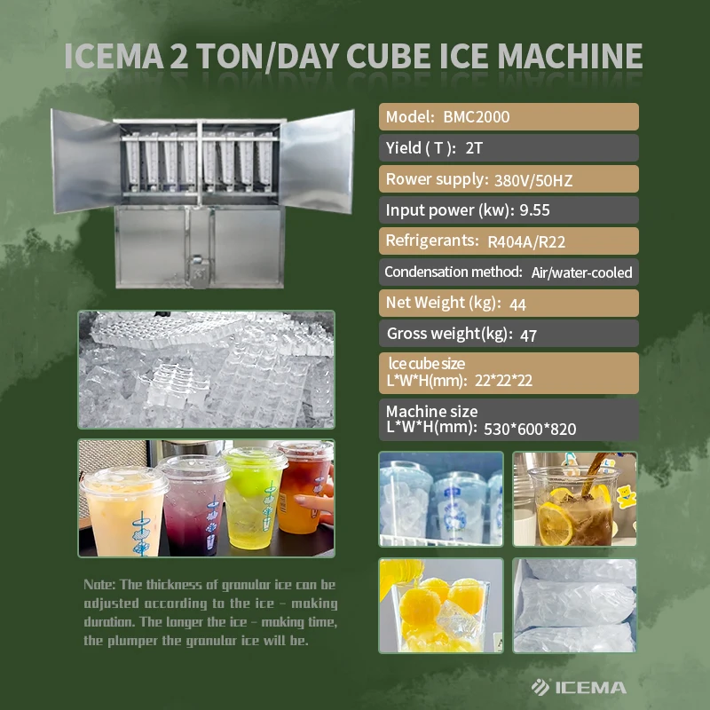 Made in China 2 Ton 3 Ton Industrial Ice Cube Making Machine Ice Machine Cube Maker Cube Ice Maker Machine