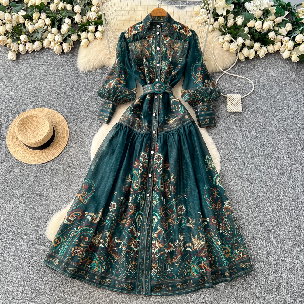 Summer Vintage Casual Maxi Dress for Women Empire Printed Dress Summer Vintage Casual Maxi Dress for Women Empire Printed Dress