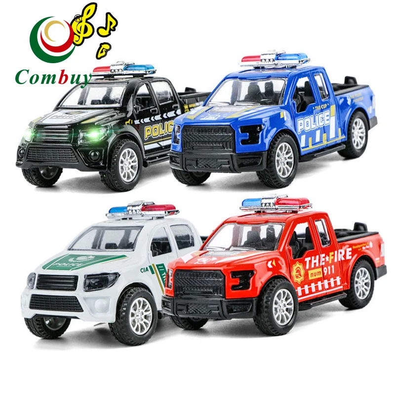Mini Light Music Pull Back Toy Police Cars Diecast Model