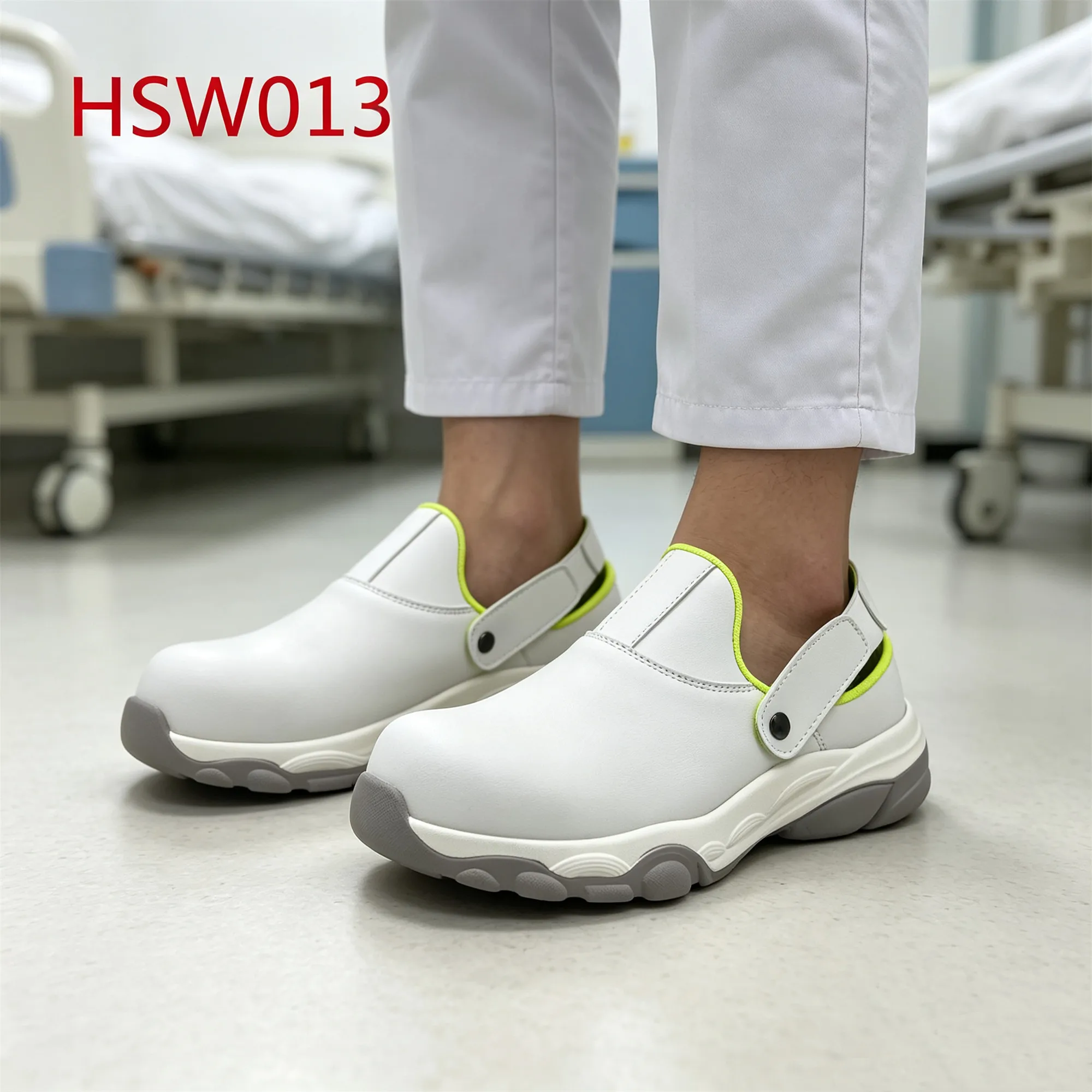 ZYF,Fiberglass Toe Insert Anti-static Unisex White Safety slippers Hospital Cleanroom Bacteria Proof Hua Singh Work Clogs HSW013
