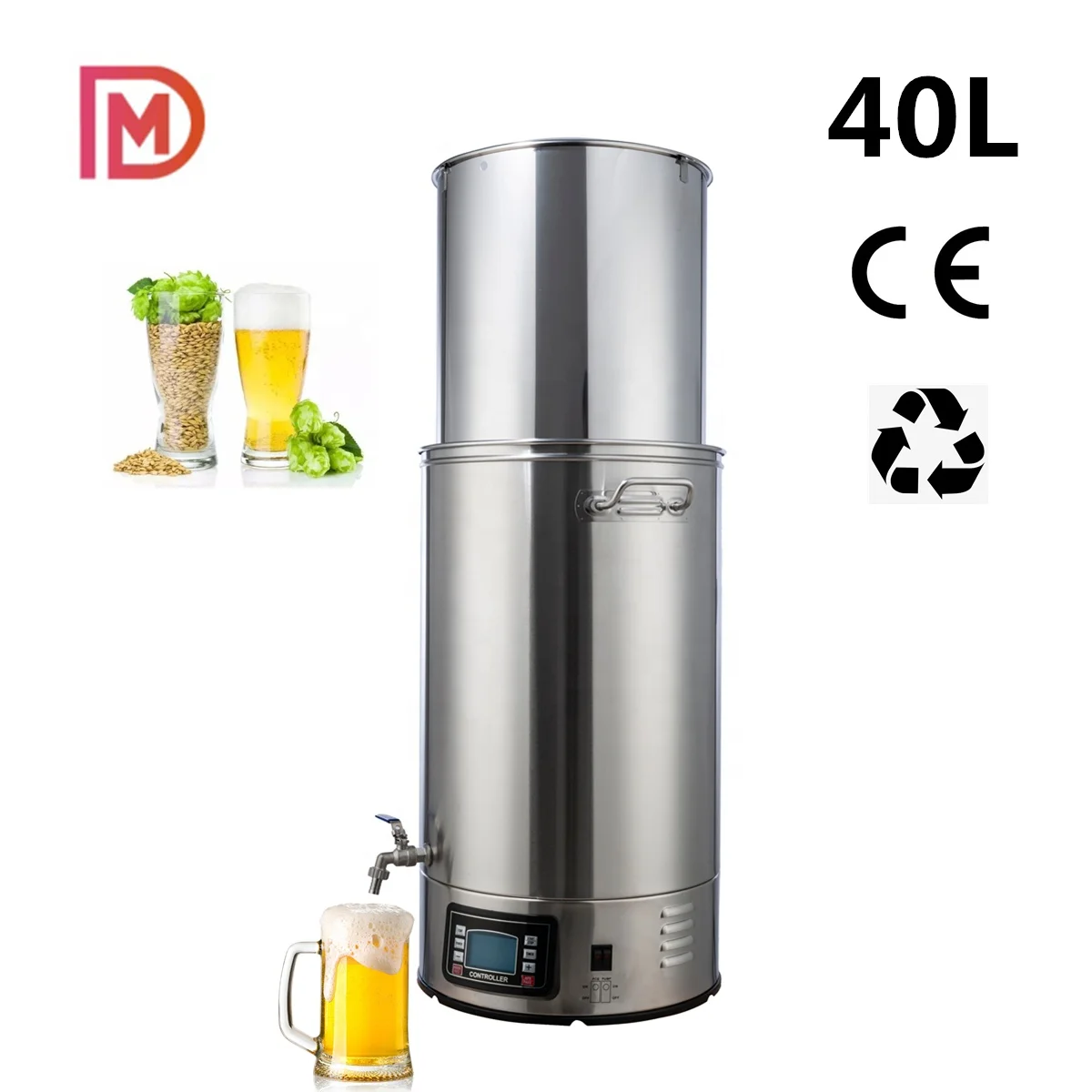 40L домашнее пивоваренное оборудование, мини пивоваренное оборудование, микро домашнее пивоваренное оборудование в одном для крафтового пива с чиллером из нержавеющей стали 304