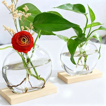 Belupai Vaso In Vetro Con Supporto In Metallo Per Piante Idroponiche - Stile Vintage, 3 Bicchieri, Per Decorazione Casa - 5