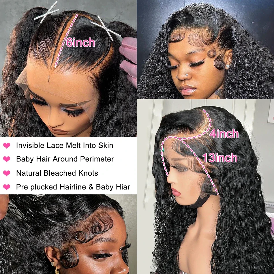 250 Densitet Lockigt HD Transparent Lace Frontal Peruk Brasiliansk Remy Vatten Djupt Vågigt Äkta Hår Peruker För Kvinnor_voghion.com