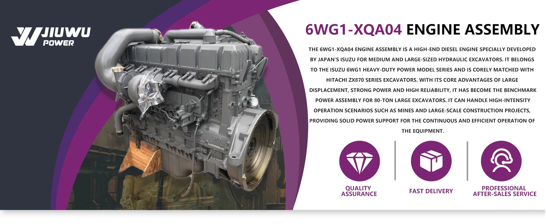 Genuine Japan 6WG1 Direct Injection Long Block Engine 6WG1-XQA04
