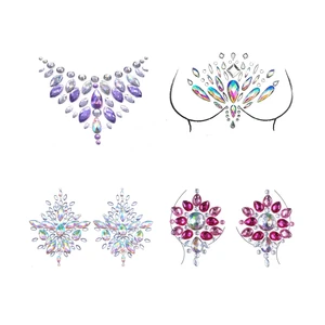 Body Jewelry Sticker Resin Rhinestone Breast Covers Breast Pasties Shiny Nipple Cover for Lingerie Festivals Carnival Rave