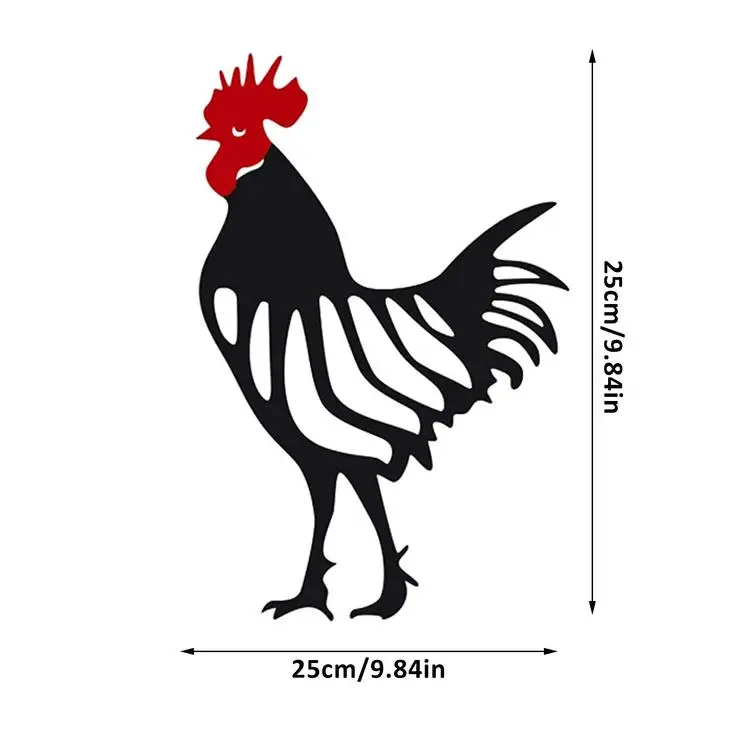 Rooster Metal Animal Silhouette Stake Yards Shadow Chicken Yard Art