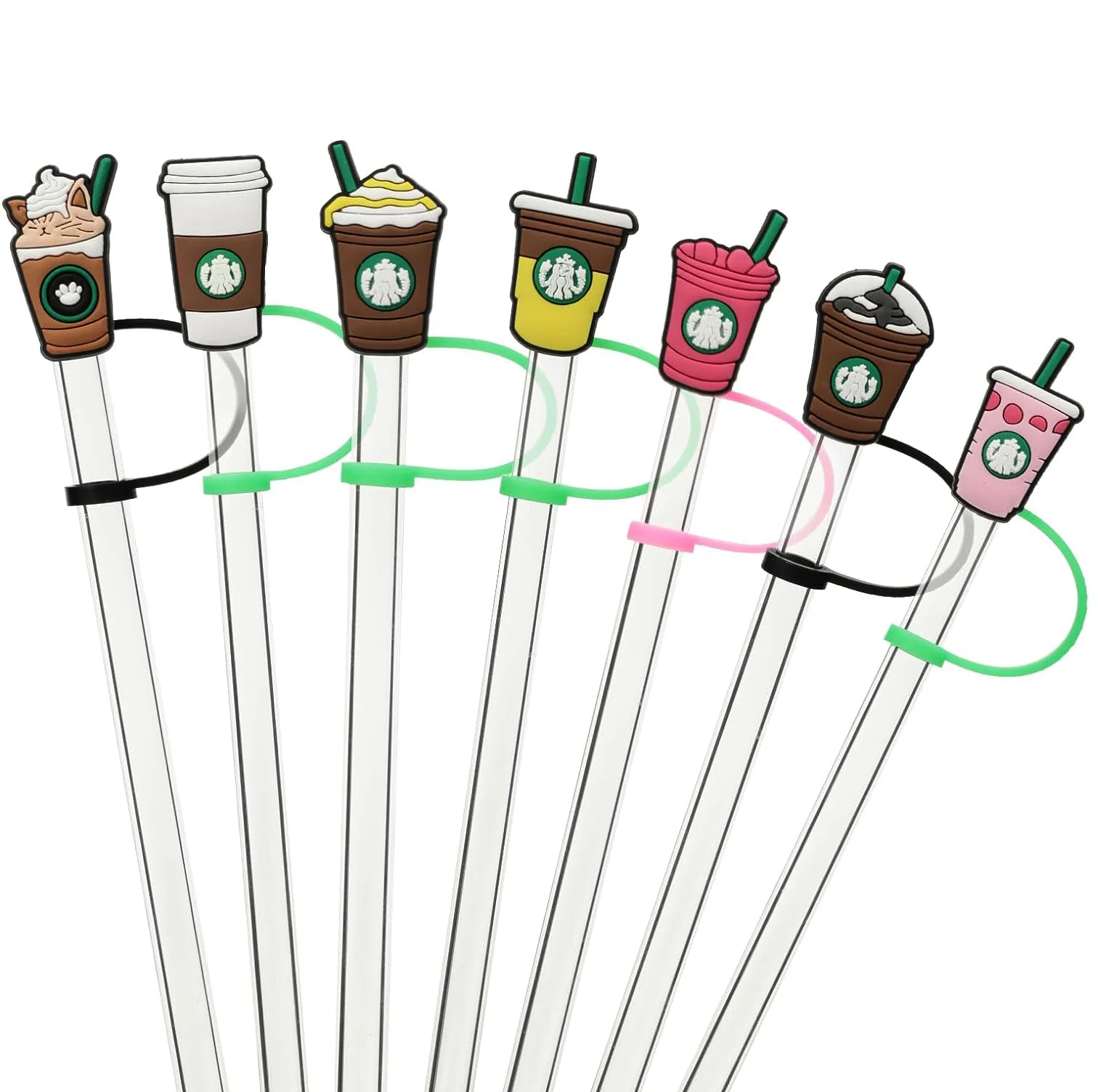 Silicone PVC Reusable Drinking Splash Proof Straw Covers Cap Lids Star Bucks Straw Topper for Tumbles Cups Accessories