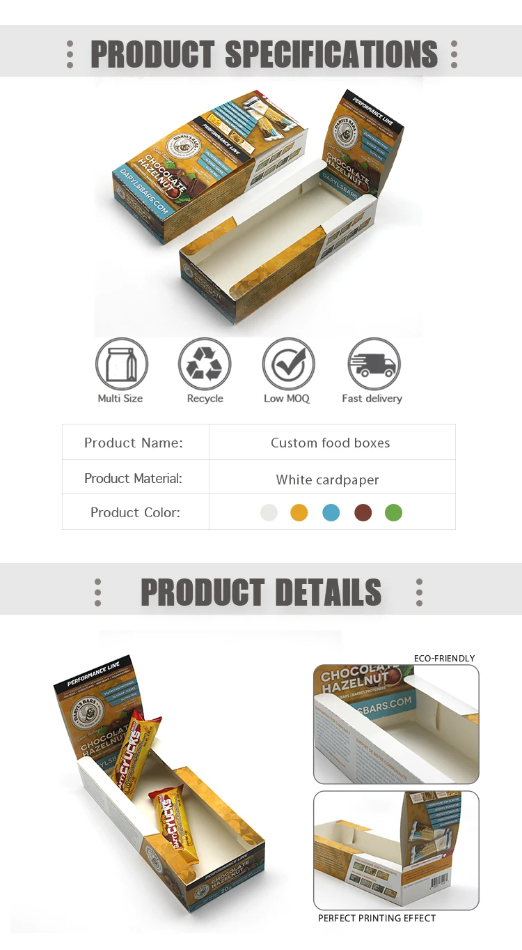 Custom Design Chocolate Bar Box with 250-350gsm Coated Paper for Eco-Friendly Display Packaging