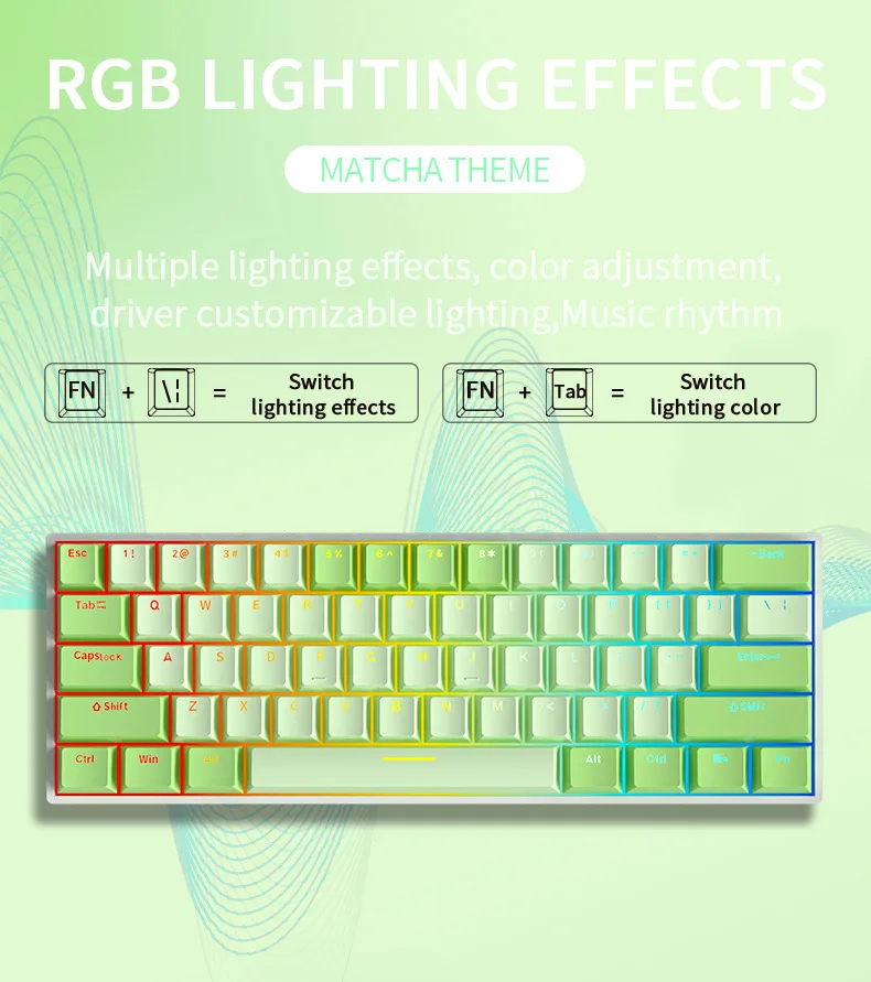 60% Backlit Wireless Mechanical Backlight Mini Rgb Wire Ergonomic ...