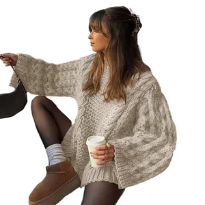 2026 Spring New Fashion Sweater Boutique Wholesale Round Neck Casual Loose Long Sleeved Women's Sweater