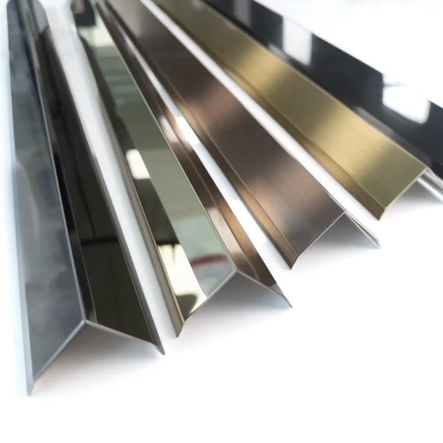 Hot Sale Gold Titanium 8k Mirror Brushed L Shape Corner Profile Stainless Steel Tile Accessories for Walls and Floor Decoration
