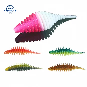 CHEERY 1pc/bag 50mm 1.6g Double Color PVC Soft Worm Bait Artificial Plastic Fishing Lure Saltwater Fish Marlin Lake Bass Catfish – Soft Lure – view 2