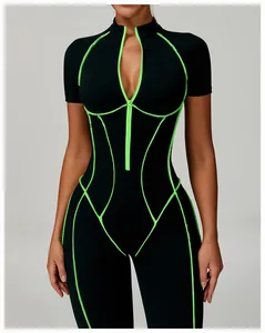Wholesale Sports ActivewearPlus Size One Piece Yoga Bodysuit Sexy Open Back Jumpsuit for Women