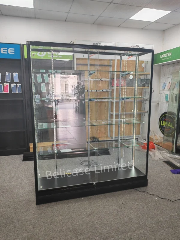 Aluminum Frame Display Case - Adjustable Shelves for Smoke Shop