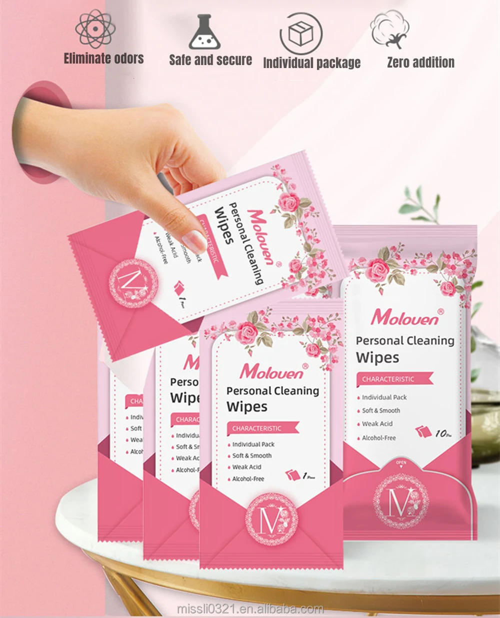 Feminine Wipes Individually Wrapped Women's Hygiene Cleaning Yoni Wipes