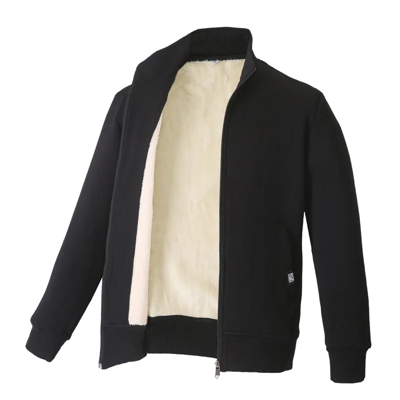 High Quality Winter Jacket Custom Embroidery Logo Outwear Men Jacket Warm Stand Collar Plus Size Men Fleece Coat Jacket