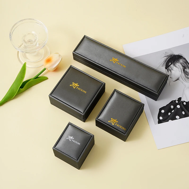 product modern luxury jewelry packaging box pu leather square buckle closure custom size for rings earrings necklaces watches wholesale-5