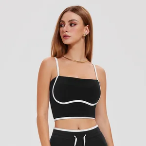 High Quality Workout Fitness Bra Womens Sports Bra Contrast Color Gym Running Yoga Crop Top Square Neck Sports Bra