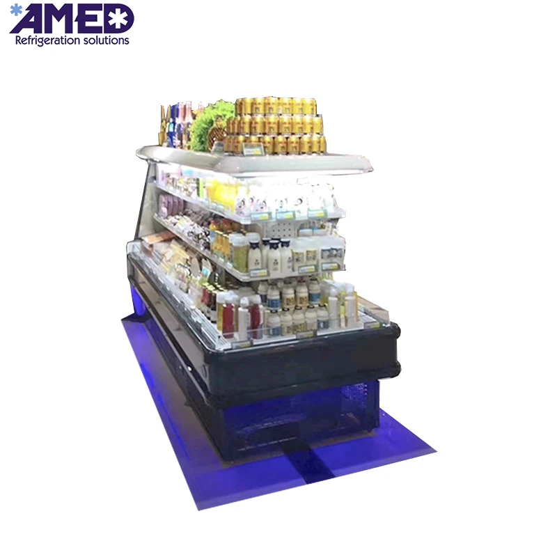 Plug in Supermarket Multideck Display Island Chiller for Milk and Drinks