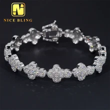 New Design Jewelry Silver 925 VVS Round  Moissanite Cuban Link Diamond Chain Hip Hop Bracelet