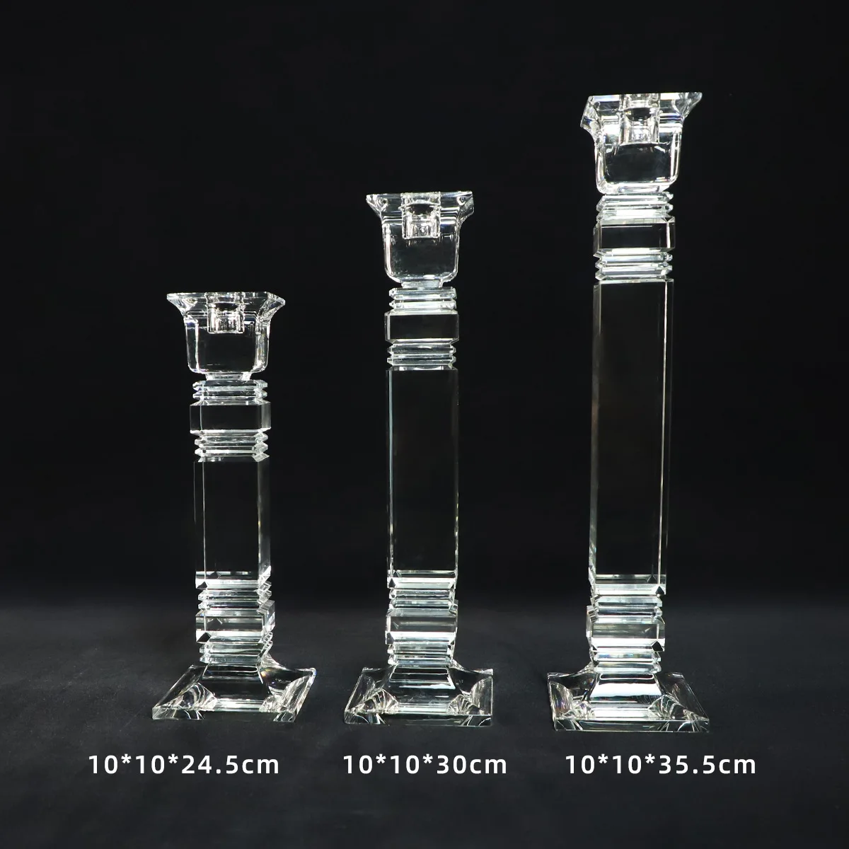 High quality clear crystal bulk candle holders tall  pillar candle holder for home decoration