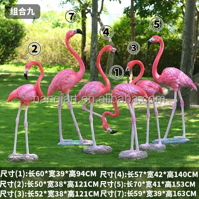 Large Outdoor Garden Park Decoration Ornament Artificial Realistic Life Size Flamingo Sculptures Animal Model Flamingo Statues