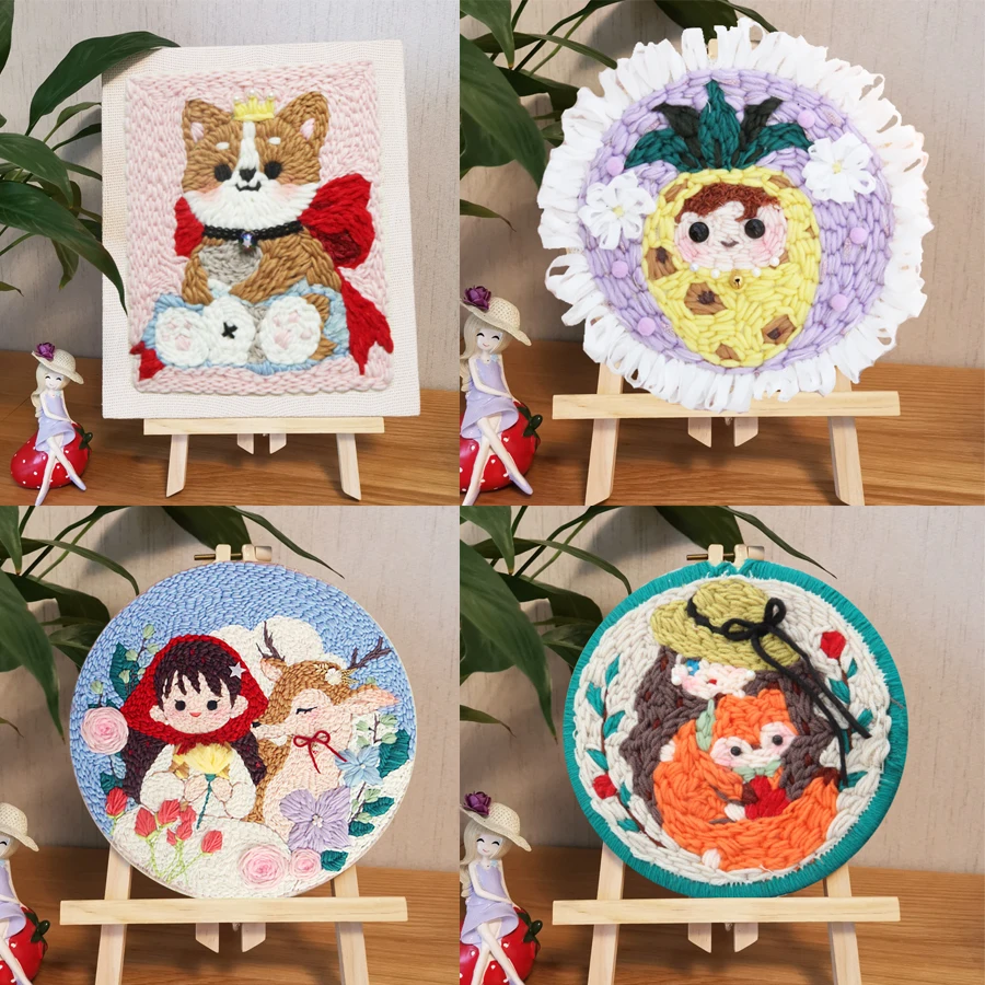 COOLEVE Factory Embroidery Patterns Punch Needle for Beginners Poke DIY Material Package Creative Punch Needle Embroidery Kit