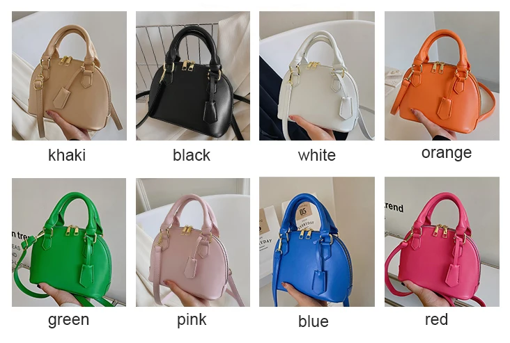 Wholesale High quality shell shape solid color women crossbody bag sling bag  with zipper and handle wholesale multi colors for choice From m.