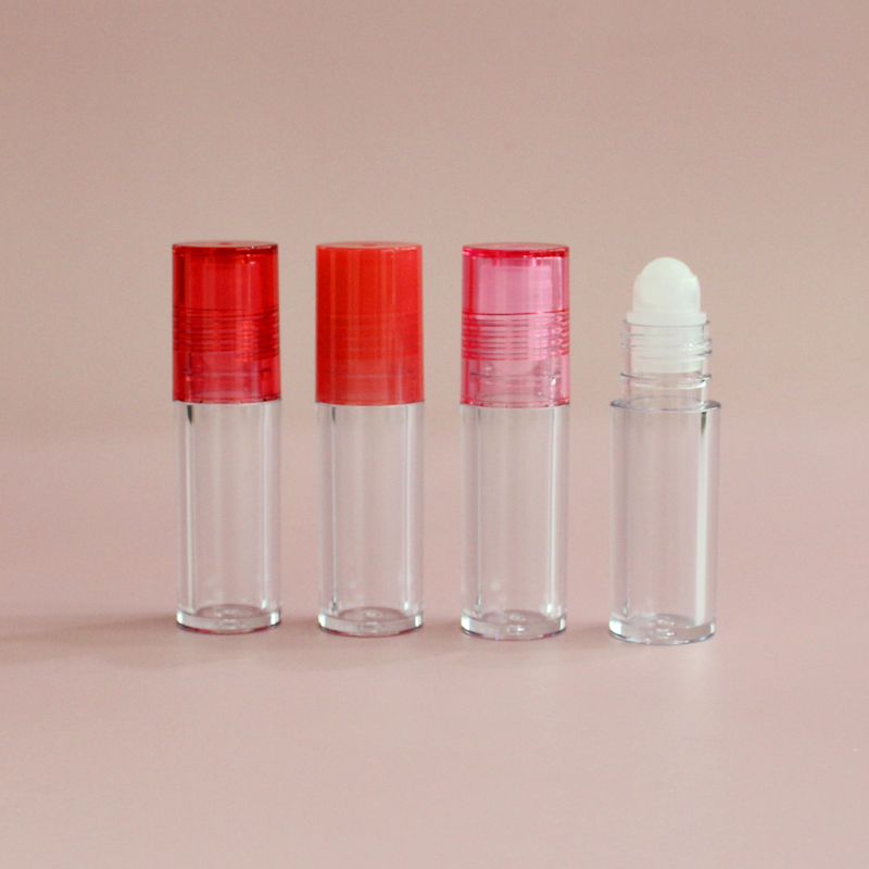 Lipgloss Containers And Packaging Low Moq High Quality Round Clear Pink Top Thick Wall Lip Oil Tube Container Cosmetic Lip Gloss Packaging Roll On Lip Gloss