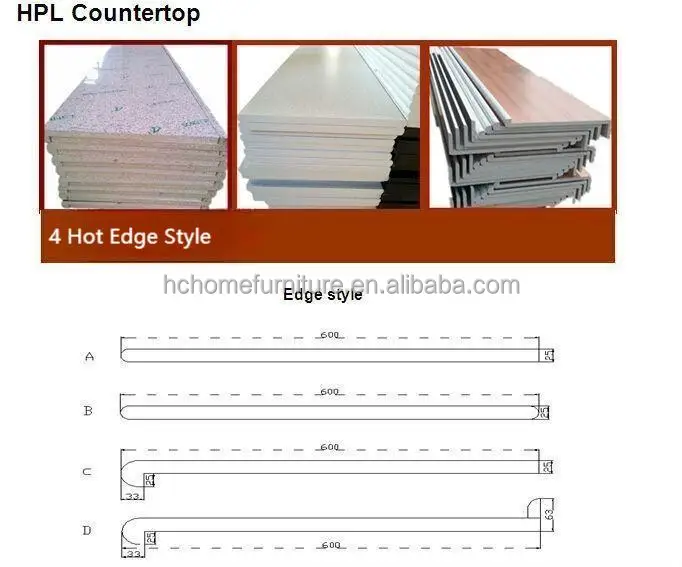 Benchtop HPL Laminate White Counter Top Lamination Cabinet PVC Particle ...